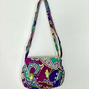 Vintage Vera Bradley Quilted Heather Bag —Chartreuse & Plum Floral Y2K Boho